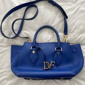 Diane Von Furstenberg Double Zip Blue Leather Satchel